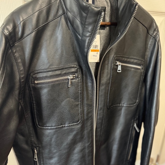 Men’s Black Leather Jacket (Small) - Cole Haan - Faux Leather - Picture 6 of 9